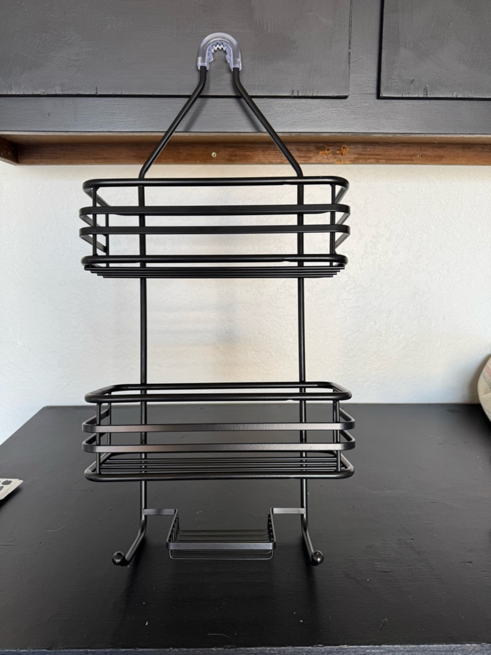 Black Metal Two-Tier Shower Caddy by
